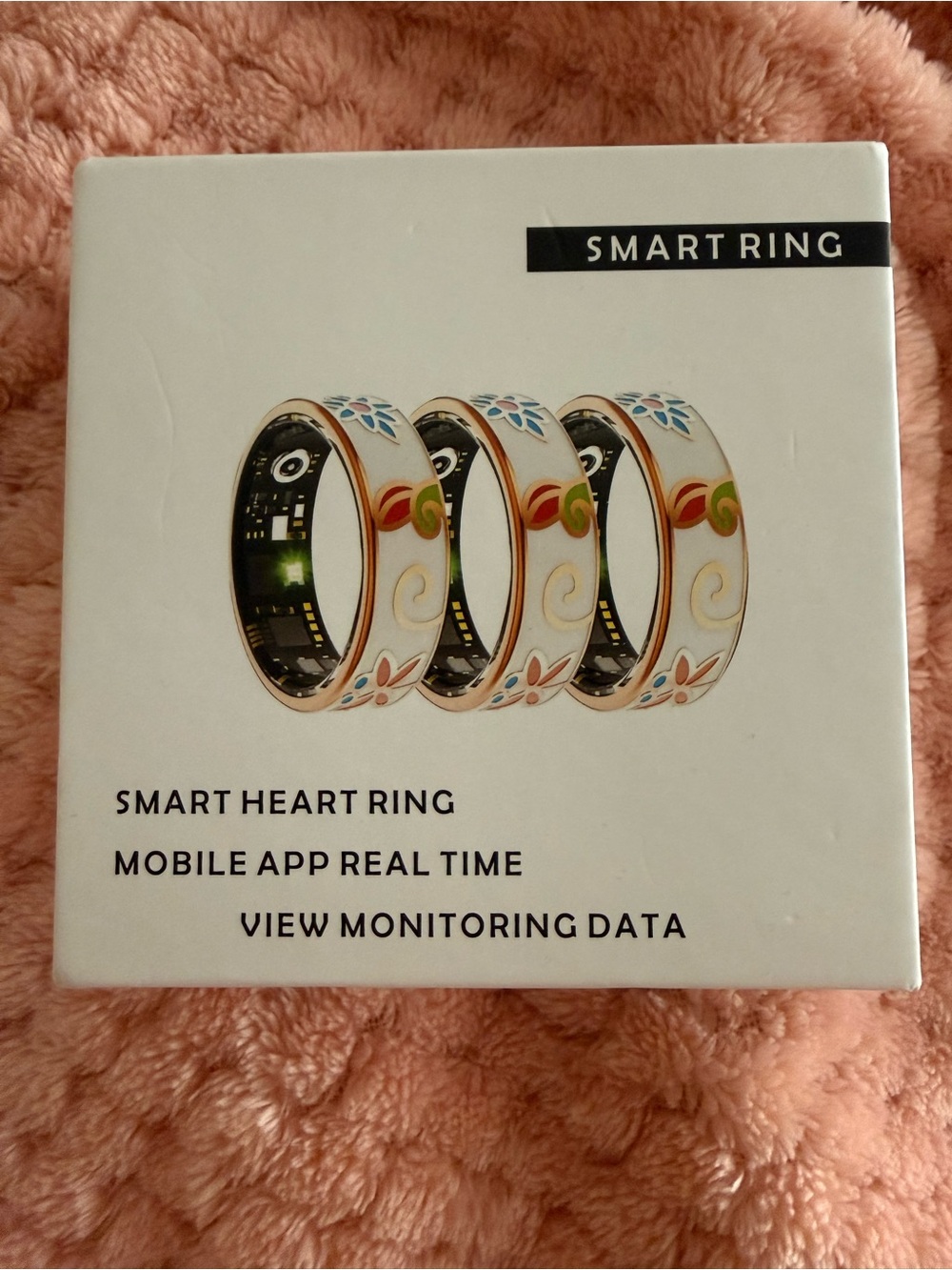 Smart Heart Ring - White Floral Smart Ring with Health Monitoring